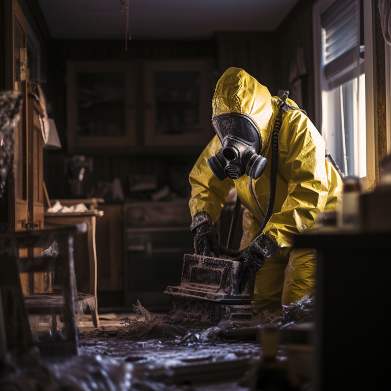 man cleaning up the inside of a dirty house
